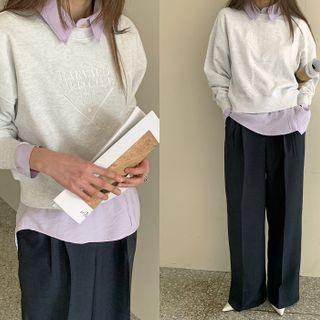 Embroidery Crop Sweatshirt