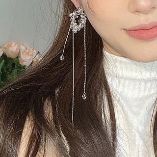 Faux Crystal Alloy Fringed Earring 1 Pc - Silver - One Size