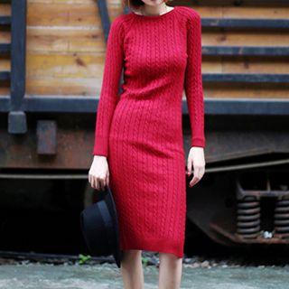 Long-sleeve Cable-knit Dress