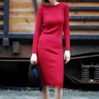 Long-sleeve Cable-knit Dress