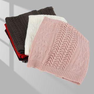 Plain Pointelle Knit Scarf