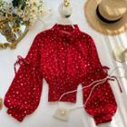 Long-sleeve Smocked Dotted Shirt