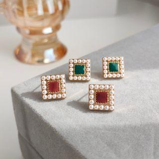 Retro Square Faux Pearl Earring