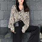 Long-sleeve Snake Print Shirt As Shown In Figure - One Size
