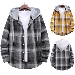 Couple Matching Plaid Button Hoodie