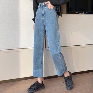 High Waist Straight Cut Crop Jeans