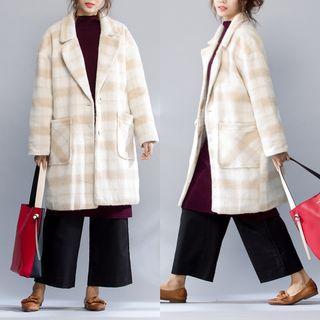 Check Loose-fit Button Coat