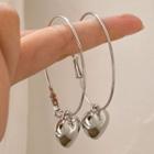 Heart Alloy Hoop Earring 1 Pair - Silver - One Size
