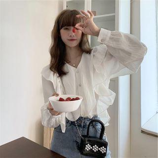 Chiffon Frill Trim Blouse
