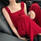 Long-sleeve T-shirt / Knit Wide-leg Jumper Pants