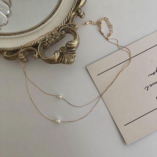 Faux Pearl Layered Necklace 1 Pc - White - One Size