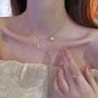 Rhinestone Moon Necklace Necklace - Gold - One Size