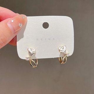 Rhinestone Flower Stud Earring 1 Pair - White - One Size