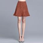 Frayed A-line Skirt