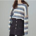 Striped Sweater / Mini A-line Skirt