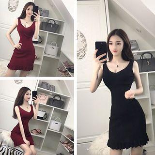 Ruffle Hem Sheath Tank Dress