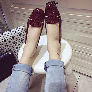 Bow Faux Leather Flats