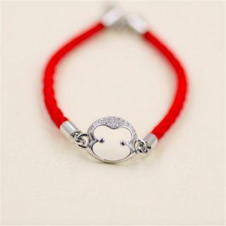 Monkey Sterling Silver Red String Bracelet Silver & Red - One Size