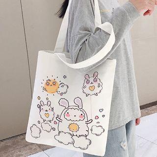 Print Canvas Tote Bag Cloud Sheep - White - One Size