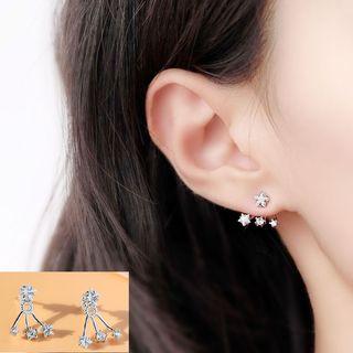 925 Sterling Silver Rhinestone Star Swing Earring 1 Pair - Earring - As Shown In Figure - One Size