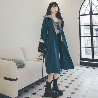 Mock Two-piece Hooded Trench Jacket