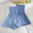 Strapless Plaid Mini Bodycon Pants