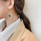 Non-matching Alloy Hoop Square Dangle Earring 1 Pair - Geometric - One Size