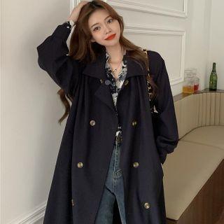 Double-breasted Trench Coat / Tie-dye Print Shirt