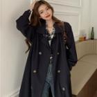 Double-breasted Trench Coat / Tie-dye Print Shirt