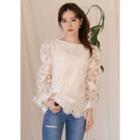 Tie-detail Floral Lace Blouse