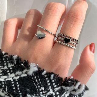 Heart Layered Open Ring J785 - Silver - One Size