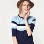 Striped Elbow Sleeve Sweater