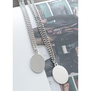 Oval Disc-pendant Chain Necklace