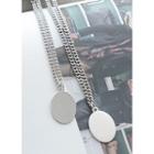 Oval Disc-pendant Chain Necklace