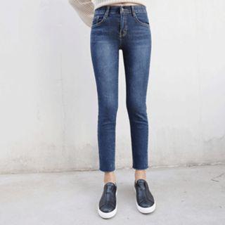 Band-waist Brushed Fleece Lined Jeans