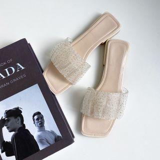 Tulle-band Slide Sandals