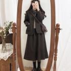Set: Woolen Blazer + Midi A-line Skirt