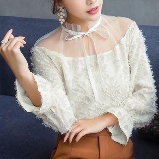 Fringed Trim Long-sleeve Top