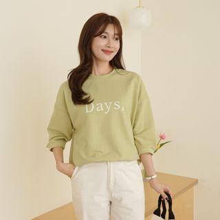 Elbow-sleeve Letter Print Sweatshirt