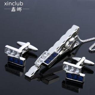 Set: Neck Tie Clip + Cuff Link Dj02 - One Size