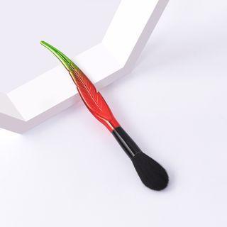 Leaf Handle Makeup Brush 1-t-01-530 - 1 Pc - Green & Red & Black - One Size