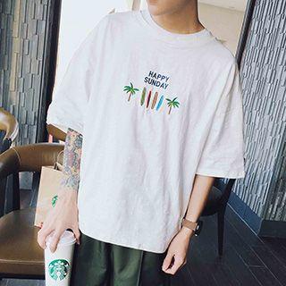 Embroidered 3/4 Sleeve T-shirt