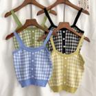 Gingham Cropped Knit Camisole