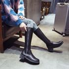 Block Heel Side Zip Knee-high Boots