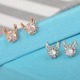 Rhinestone Deer Horn Earring