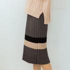 Color Panel Pleated Knit Skirt