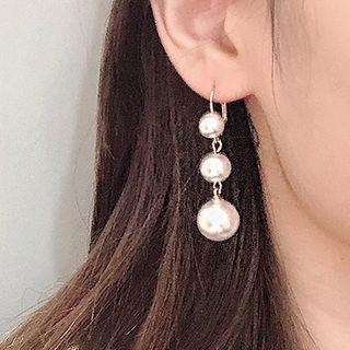Alloy Bead / Faux Pearl Dangle Earring
