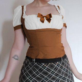 Mock Two Piece Color Block Short Sleeve Top