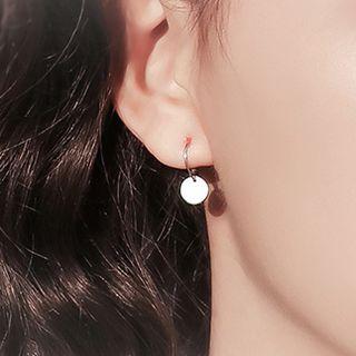 925 Sterling Silver Disc Dangle Earring 1 Pair - Silver - One Size