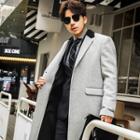 Contrast-lapel Wool Blend Long Tailored Coat